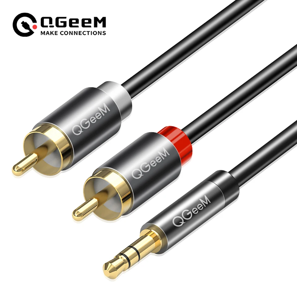 Home Cinema Beamer - QGeeM RCA 케이블 2RCA-3.5 오디오 케이블