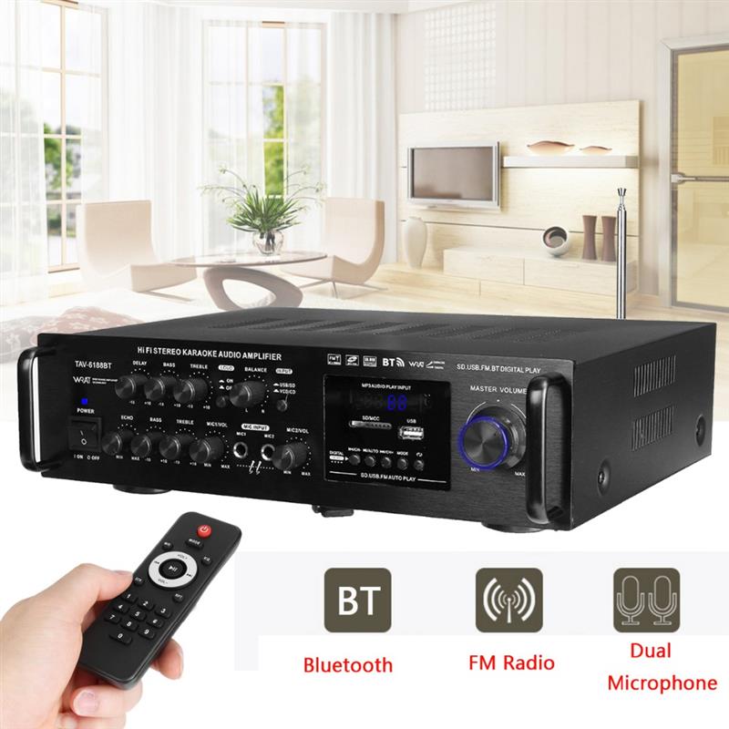 Home Cinema Bluetooth - 220-240V 2000W 무선 디지털 오디오 앰프
