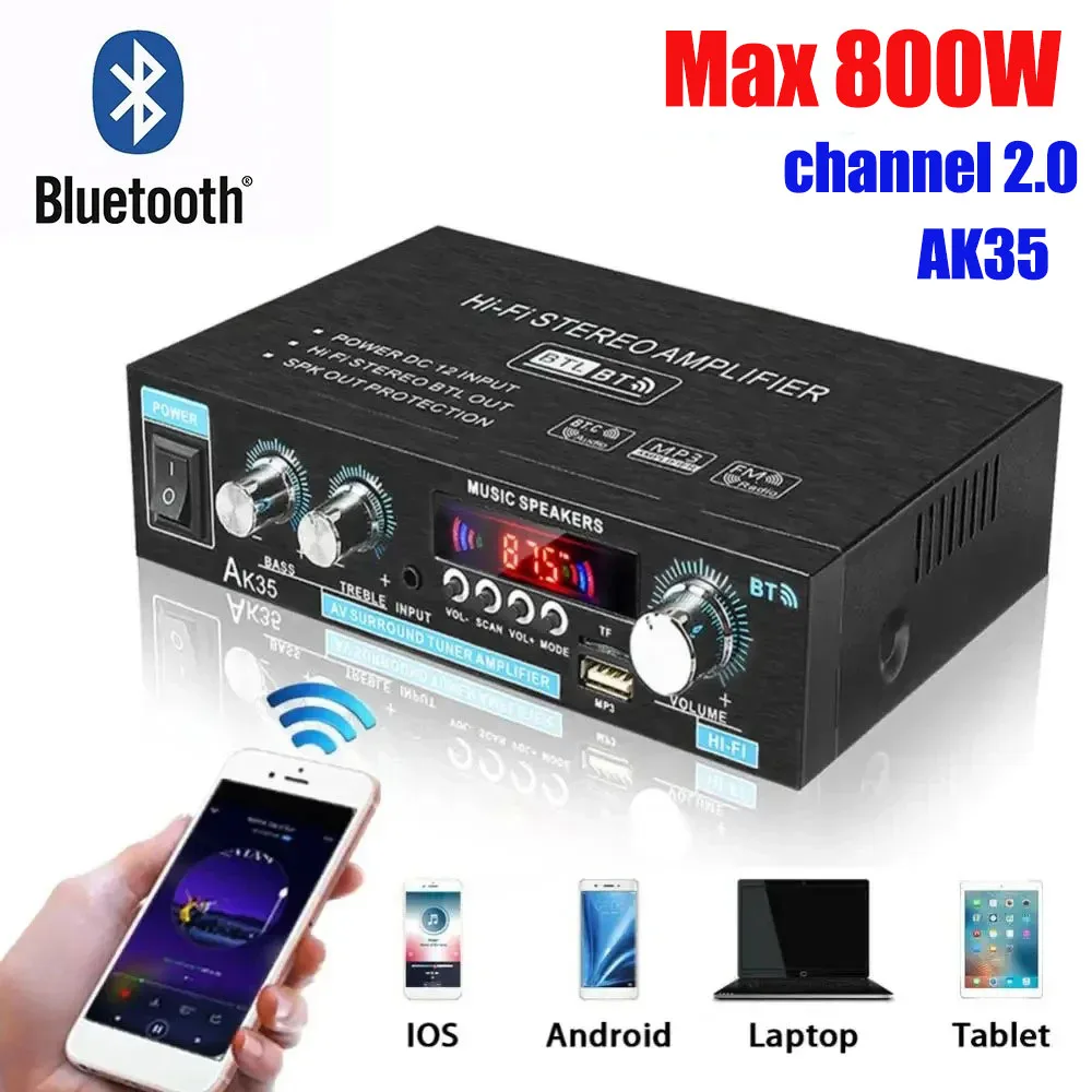 Home Cinema Bluetooth - AK35 HiFi 디지털 블루투스 앰프 MP3