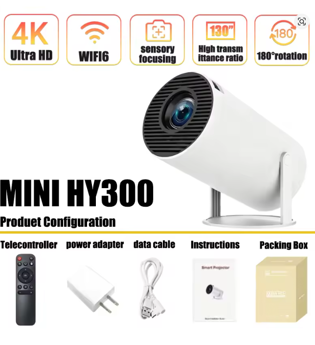 Home Cinema Pc - 미니 HY300 휴대용 프로젝터 안드로이드 11