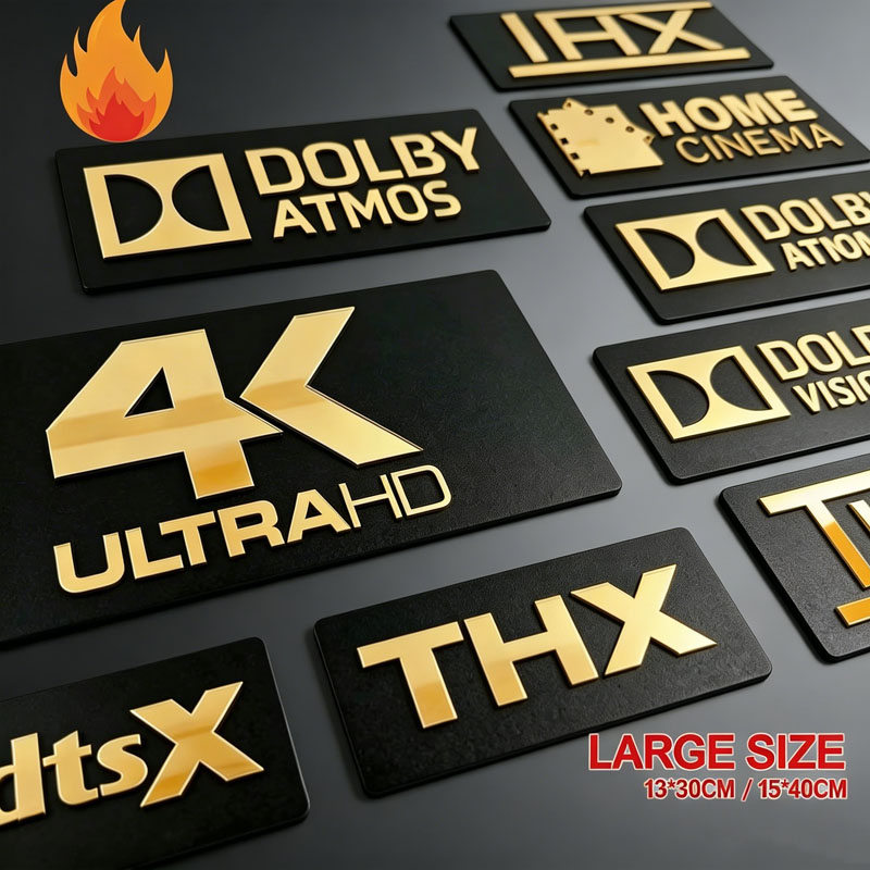 Home Cinema Dts X - 골드 미러 3D 홈 시네마 사인