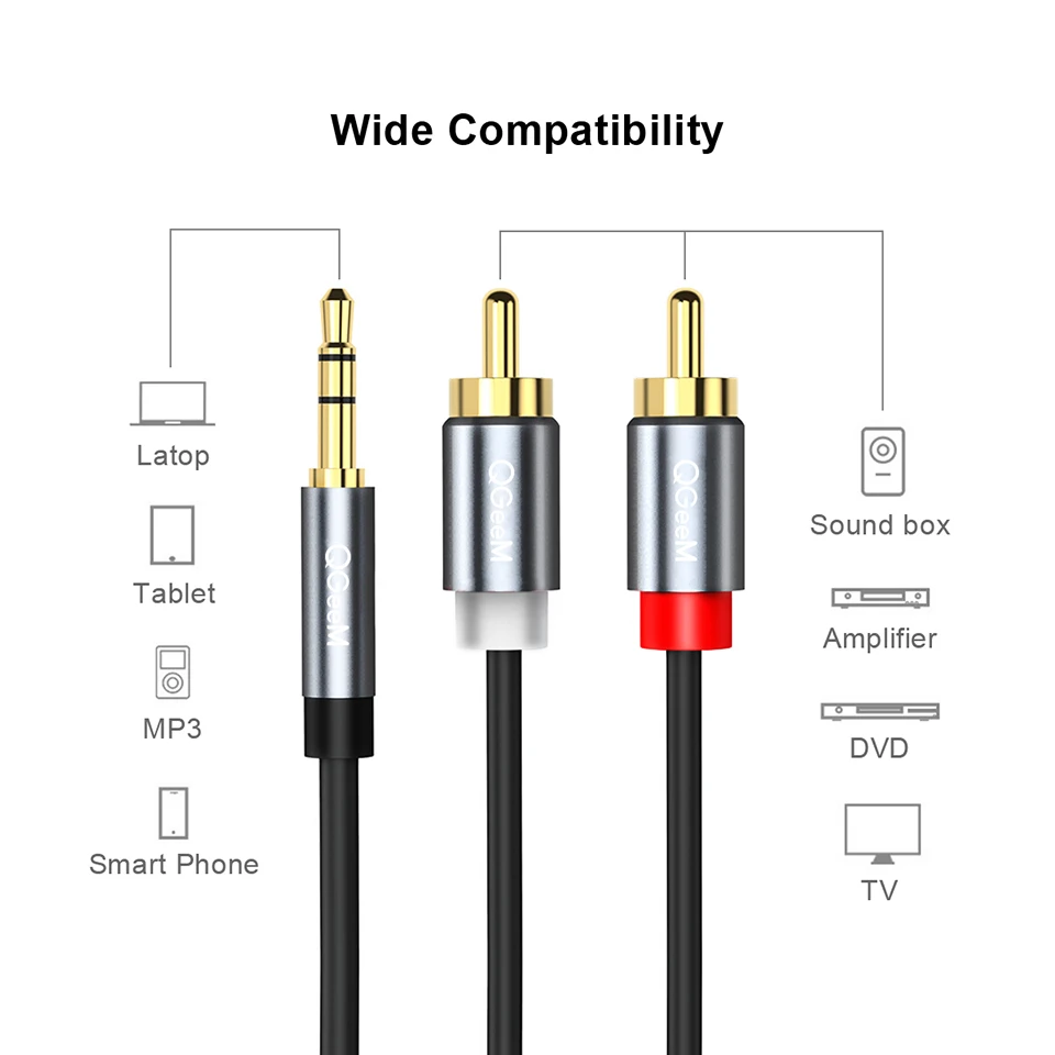 QGeeM RCA 케이블 2RCA-3.5 오디오 케이블 - Home Cinema Beamer 리뷰 및 가격