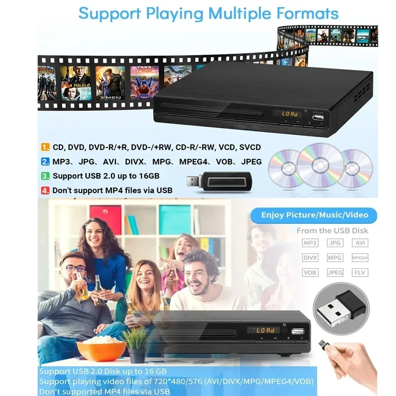 새로운 DVD 플레이어 휴대용 1080P HD VCD  - Home Cinema Dvd 리뷰 및 가격