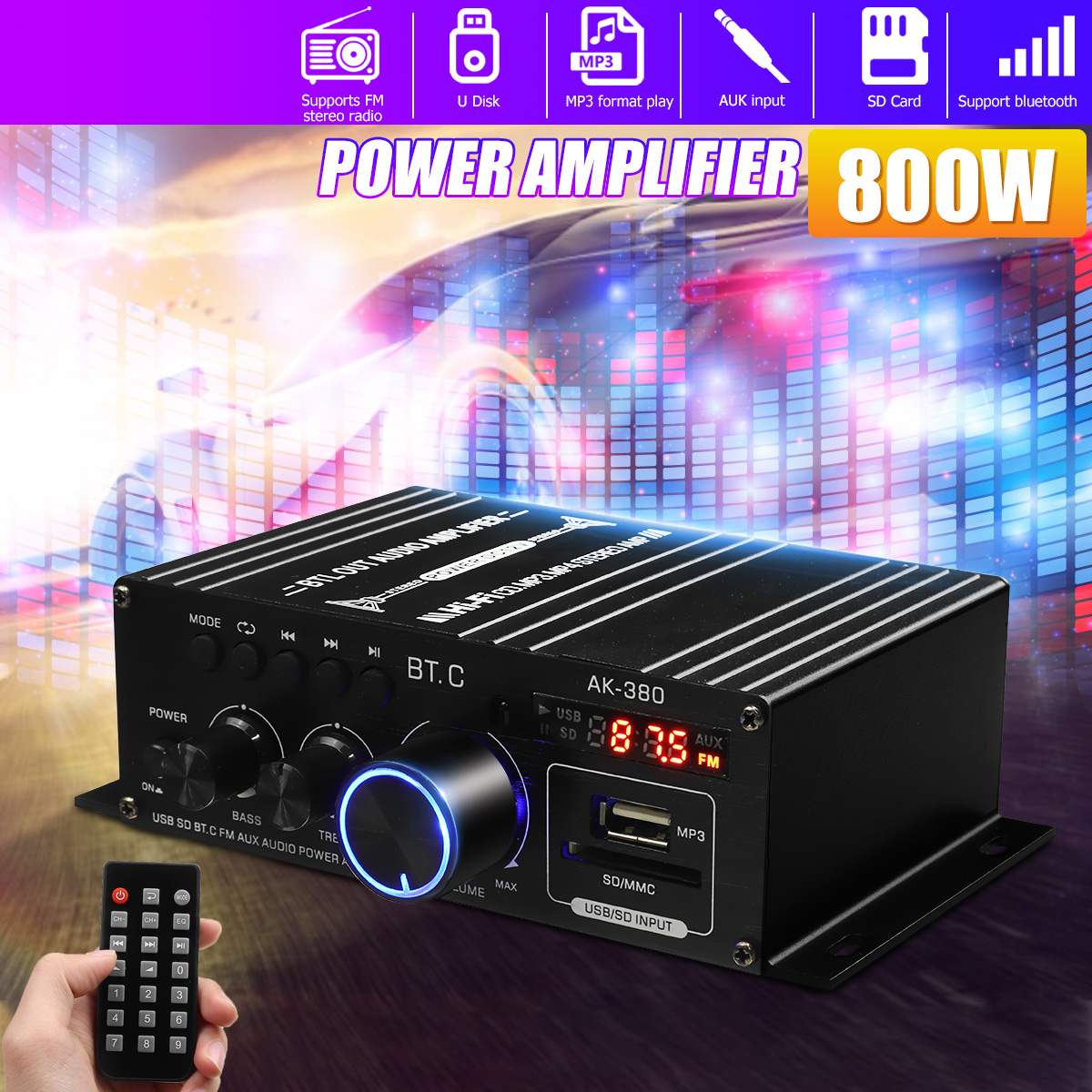 AK35 AK380 800W 가정용 전력 증폭기 2 채 - Home Cinema Bluetooth 리뷰 및 가격