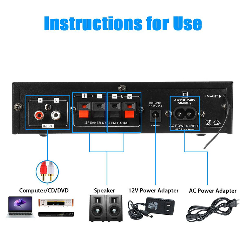 AK35 AK380 800W 가정용 전력 증폭기 2 채 - Home Cinema Bluetooth 리뷰 및 가격